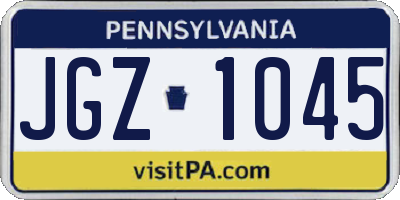 PA license plate JGZ1045