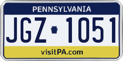 PA license plate JGZ1051