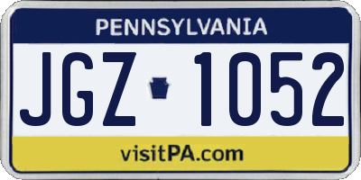 PA license plate JGZ1052