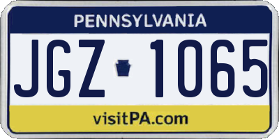 PA license plate JGZ1065