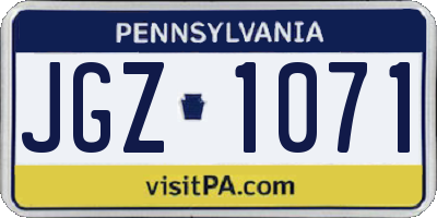 PA license plate JGZ1071