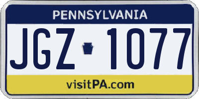 PA license plate JGZ1077