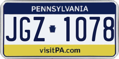 PA license plate JGZ1078