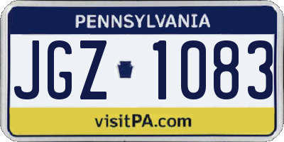 PA license plate JGZ1083