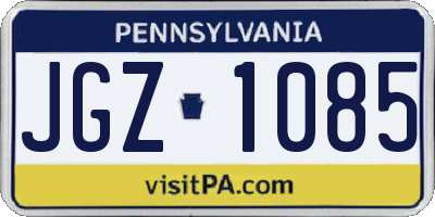 PA license plate JGZ1085