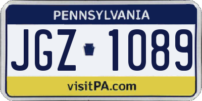 PA license plate JGZ1089
