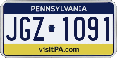 PA license plate JGZ1091