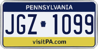 PA license plate JGZ1099