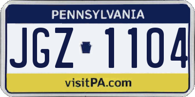 PA license plate JGZ1104