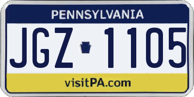 PA license plate JGZ1105