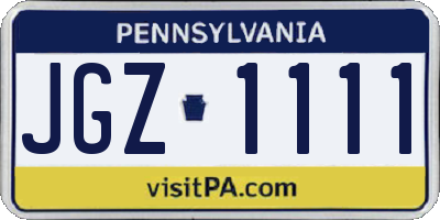 PA license plate JGZ1111