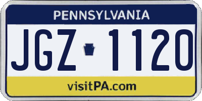 PA license plate JGZ1120