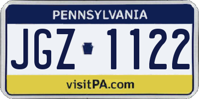 PA license plate JGZ1122