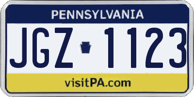 PA license plate JGZ1123