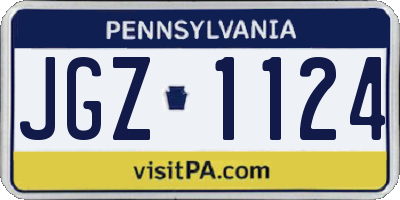 PA license plate JGZ1124