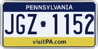 PA license plate JGZ1152