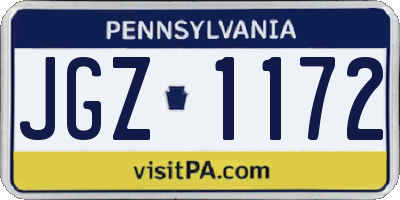 PA license plate JGZ1172
