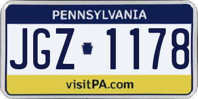 PA license plate JGZ1178