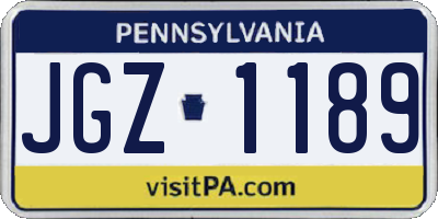 PA license plate JGZ1189