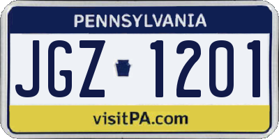 PA license plate JGZ1201