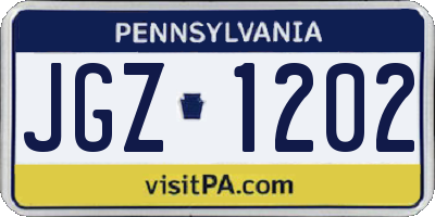 PA license plate JGZ1202