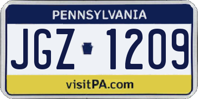 PA license plate JGZ1209