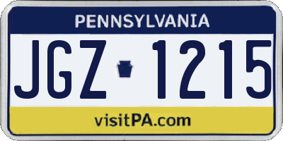 PA license plate JGZ1215