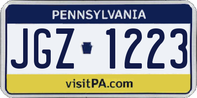 PA license plate JGZ1223