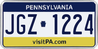PA license plate JGZ1224