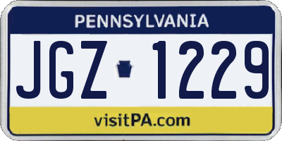 PA license plate JGZ1229