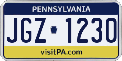 PA license plate JGZ1230