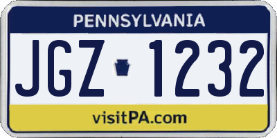 PA license plate JGZ1232