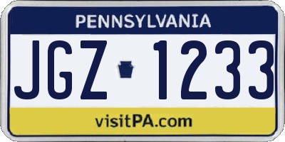 PA license plate JGZ1233