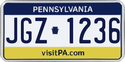 PA license plate JGZ1236