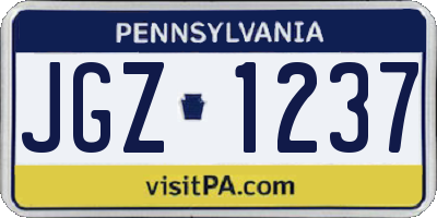 PA license plate JGZ1237