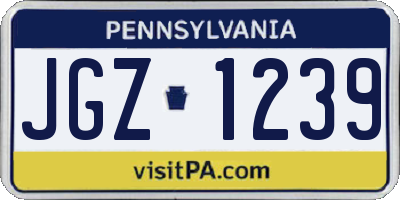 PA license plate JGZ1239
