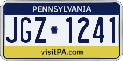 PA license plate JGZ1241