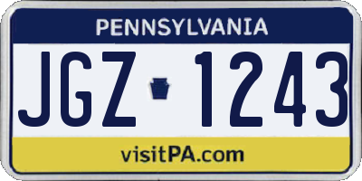 PA license plate JGZ1243