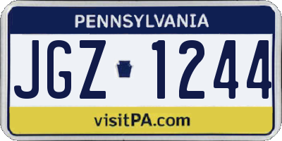 PA license plate JGZ1244