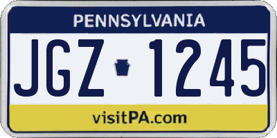 PA license plate JGZ1245