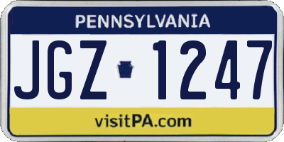 PA license plate JGZ1247