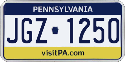 PA license plate JGZ1250