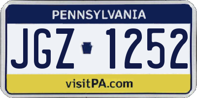 PA license plate JGZ1252