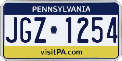 PA license plate JGZ1254
