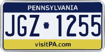 PA license plate JGZ1255