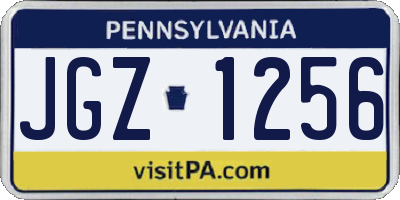 PA license plate JGZ1256