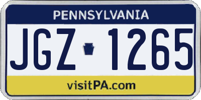 PA license plate JGZ1265