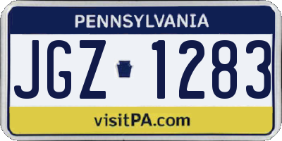 PA license plate JGZ1283