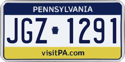 PA license plate JGZ1291