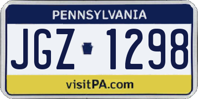 PA license plate JGZ1298
